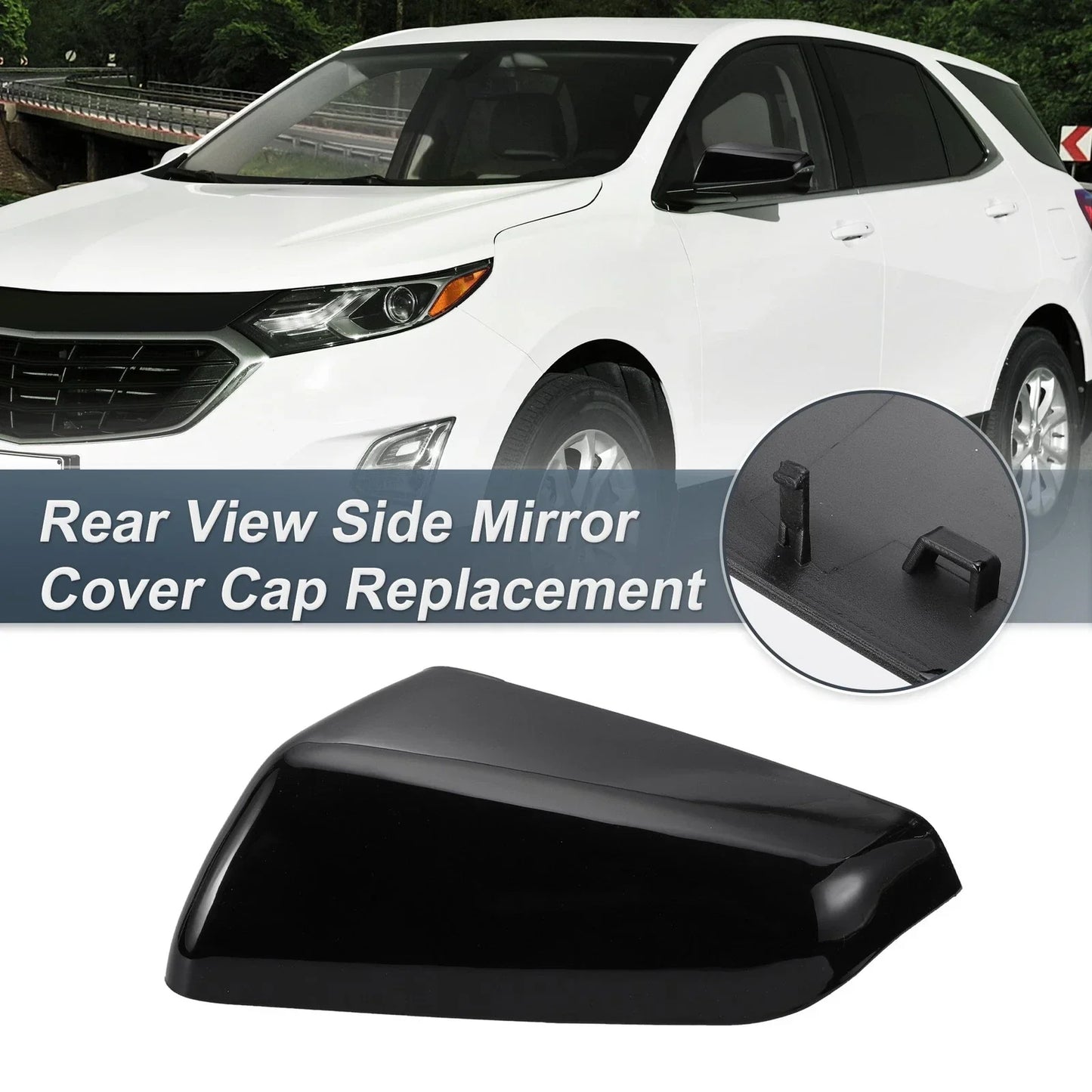 Left Side Rearview Mirror Cover Cap Gloss Black for Chevy Equinox, GMC (2010-2017)