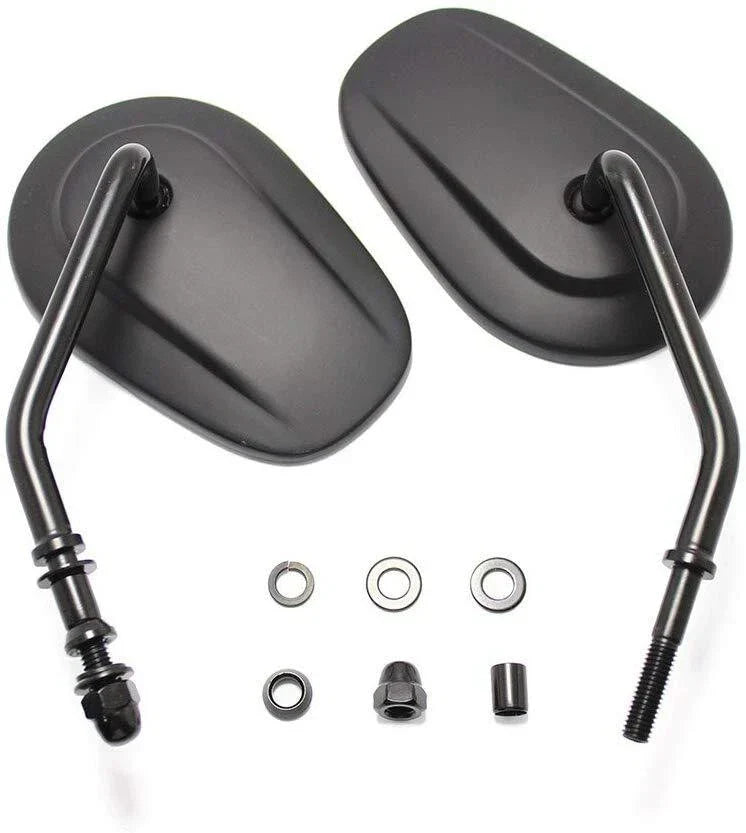 Black Motorcycle Oval Rear View Side Mirrors for HARLEY DAVIDSON