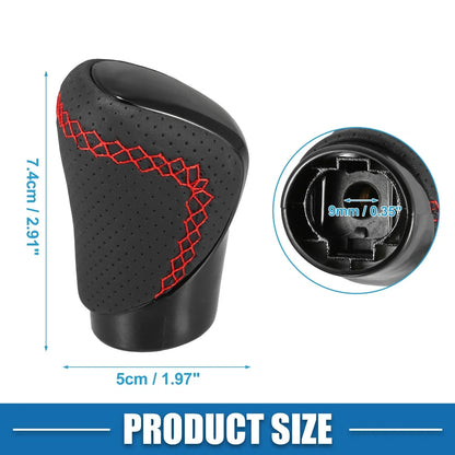 Gear Shift Knob for Lexus - Black Faux Leather with Red Thread