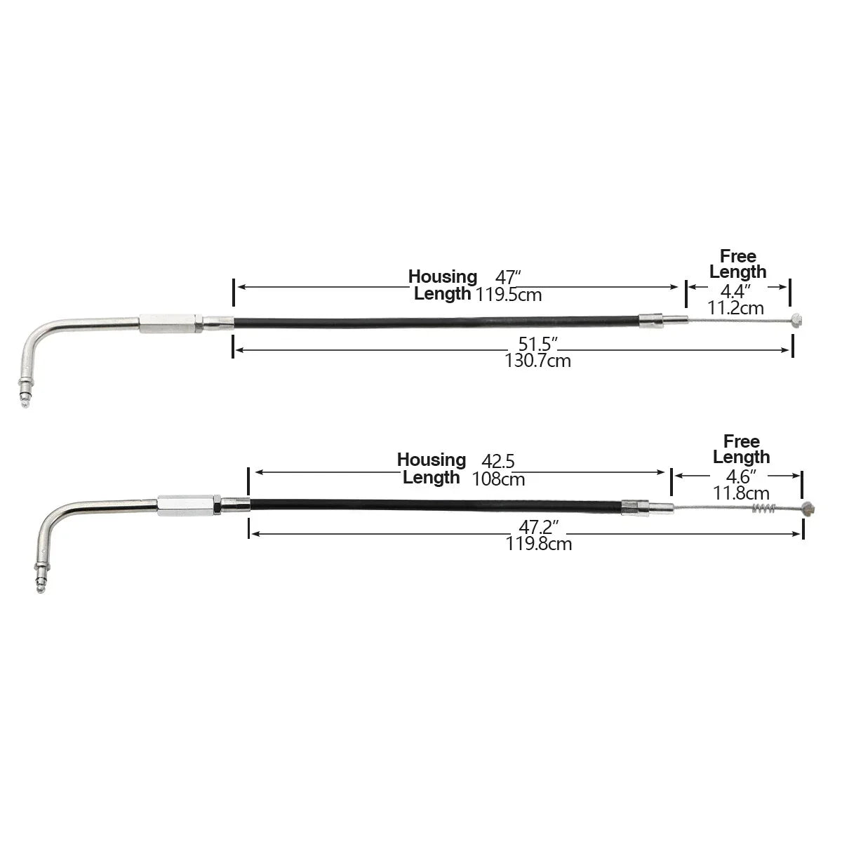 Throttle Cables 130cm for Harley Sportster XL883 XL1200 (2004-2023)