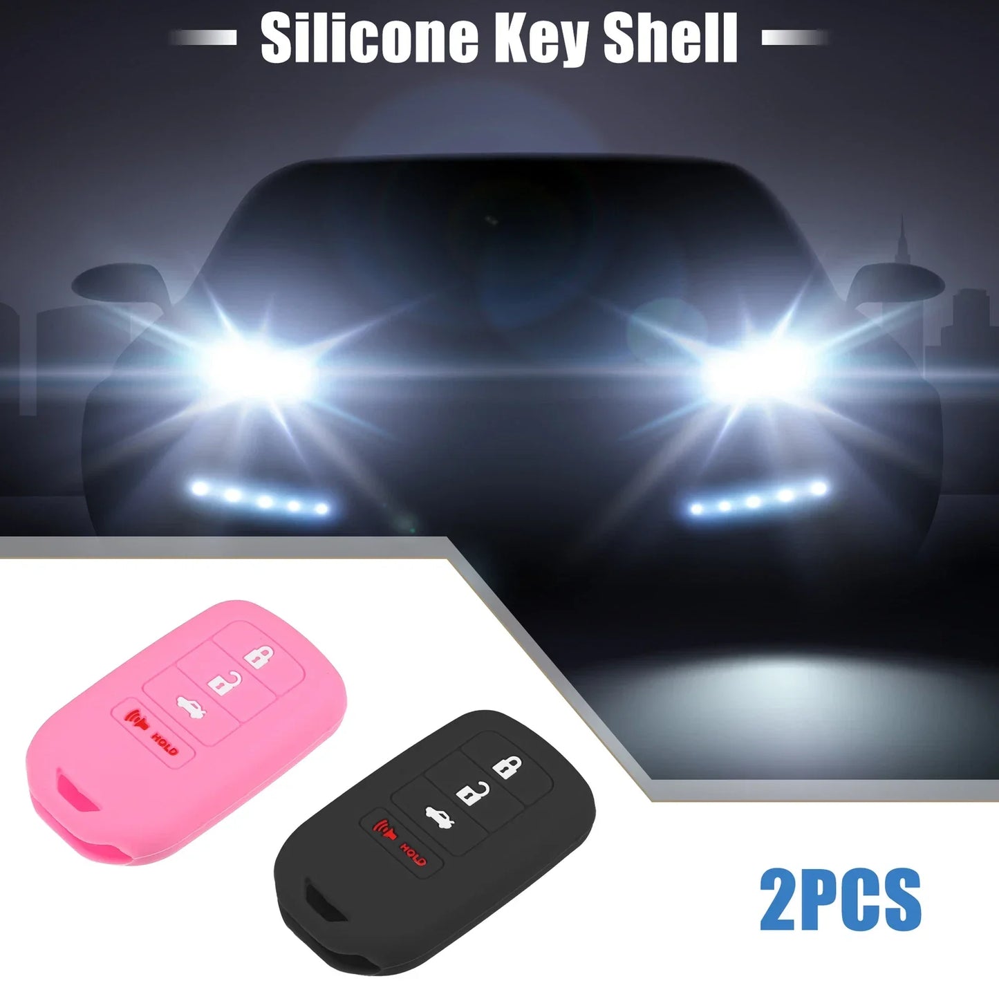 Smart Key Fob Cover for Honda Accord EX EXL EX-L 2013-2018 Black Pink (2 x)