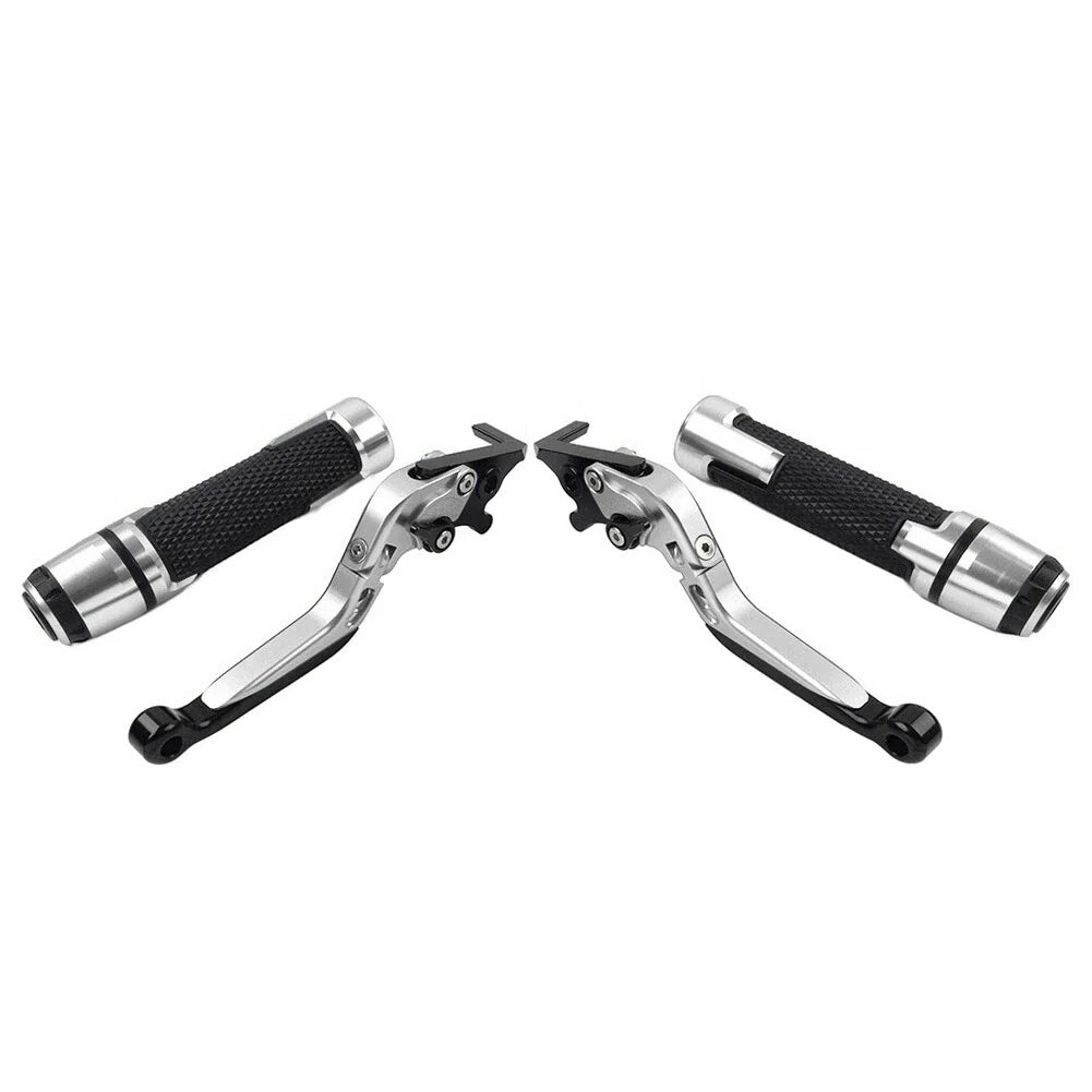 Silver Extendable Brake Clutch Levers & Handlebar Grips for Suzuki GSXR150