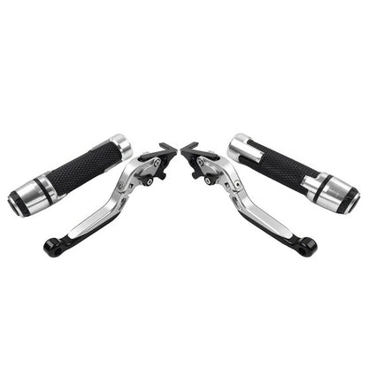 Silver Extendable Brake Clutch Levers & Handlebar Grips for Suzuki GSXR150