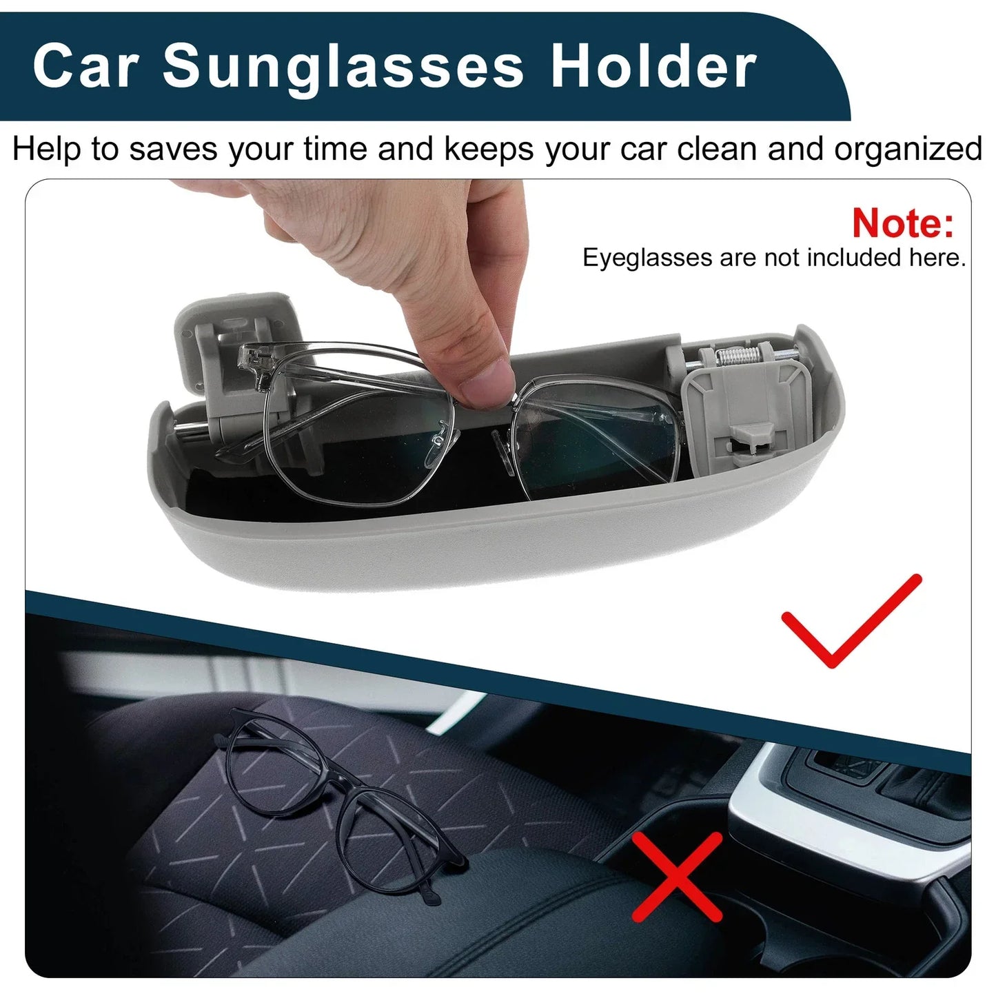 Sunglasses Case for Honda Accord 2012-2023 Eyeglasses Holder Storage Box Grey