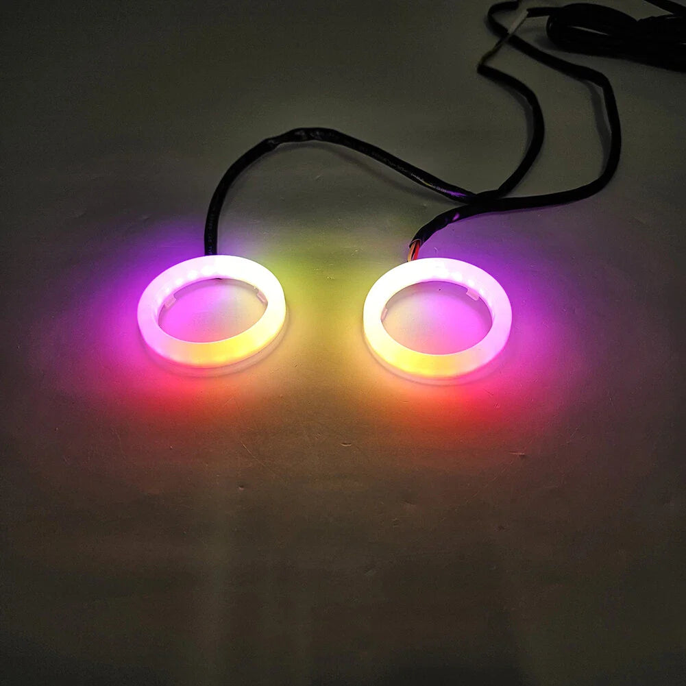 100MM RGB Phone Control Angel Eye Halo Rings Headlight DRL for Car