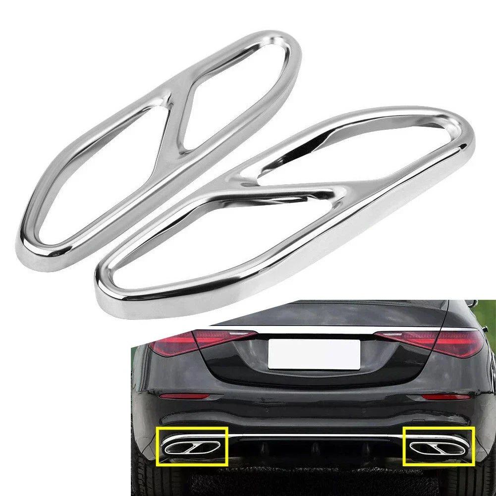 Muffler Pipe Tip Tailpipe Cover Trim for Benz S Class W222 (2018-2024)