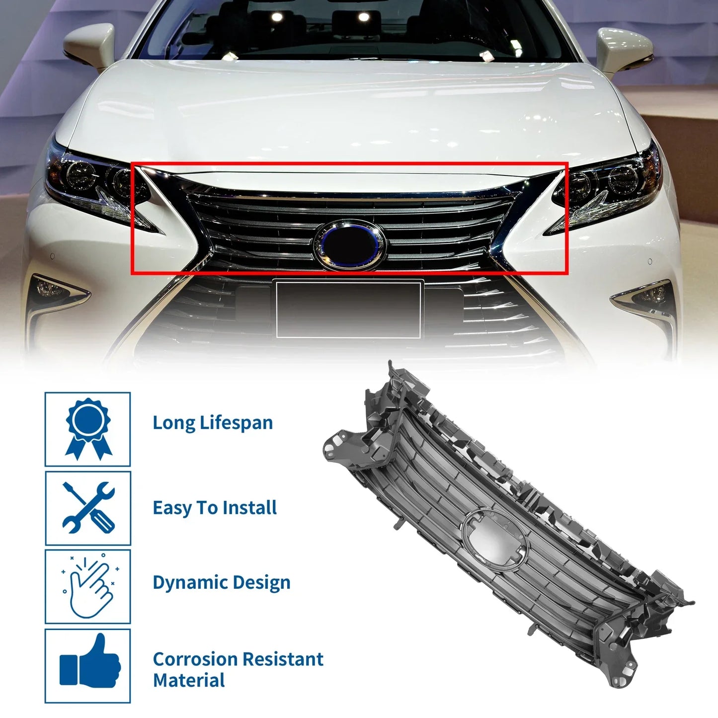 Front Upper Bumper Grille for Lexus ES 300h (2016-2018)