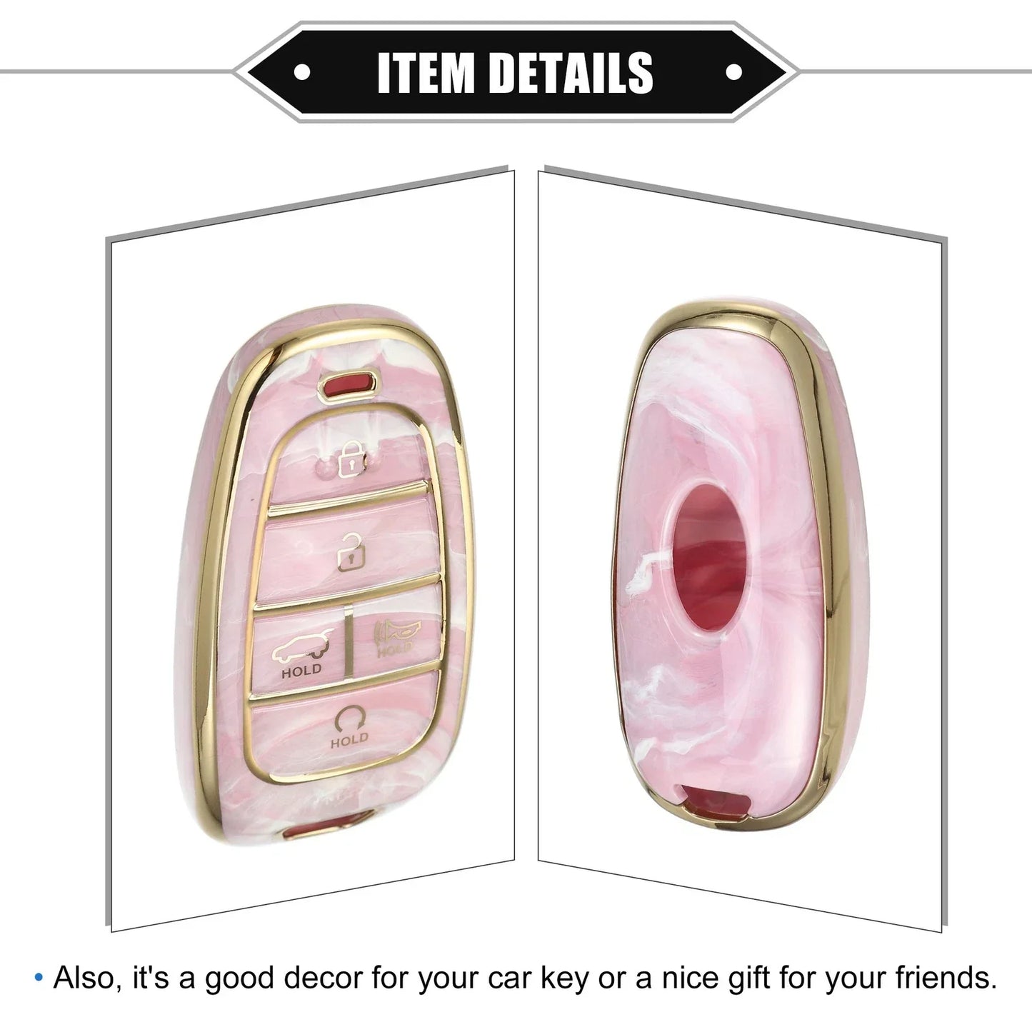 Key Fob Cover for Hyundai Tucson 2020-2022, 5 Button Soft TPU Pink