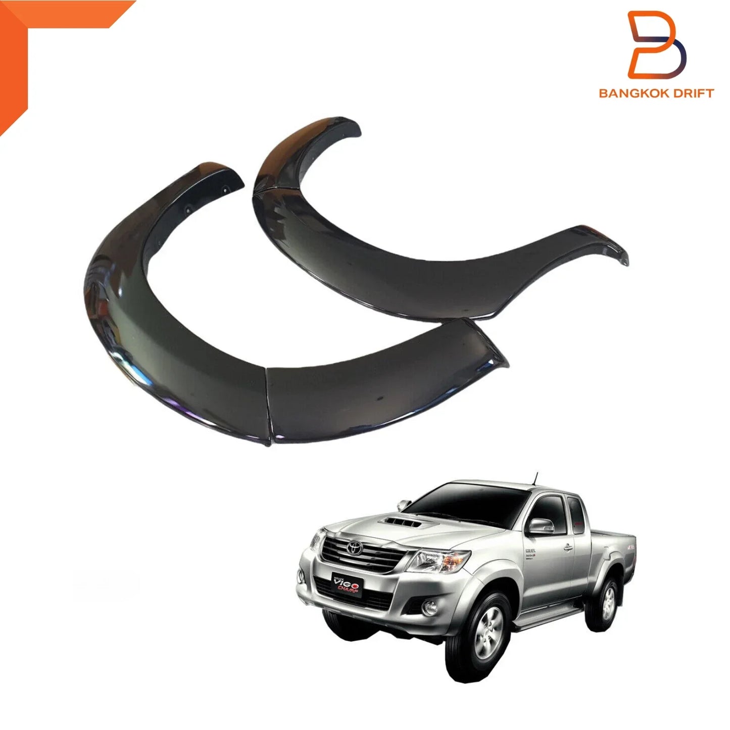 Front 209 Black Fender Flares for Toyota Hilux Ute (2011-2014)
