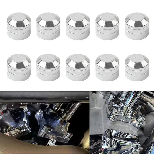 10 x Chrome Engine Screw Caps for Harley Touring Electra Glide Dyna