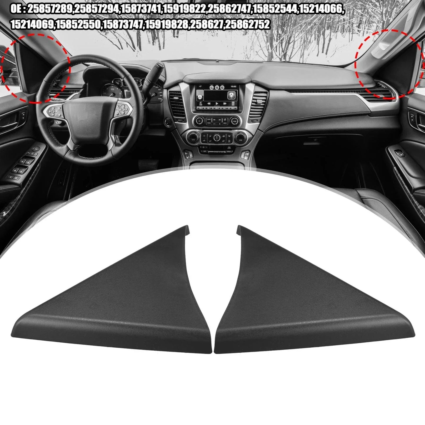 2 x Front Door Upper Trim Panels for Chevy Silverado & GMC Sierra