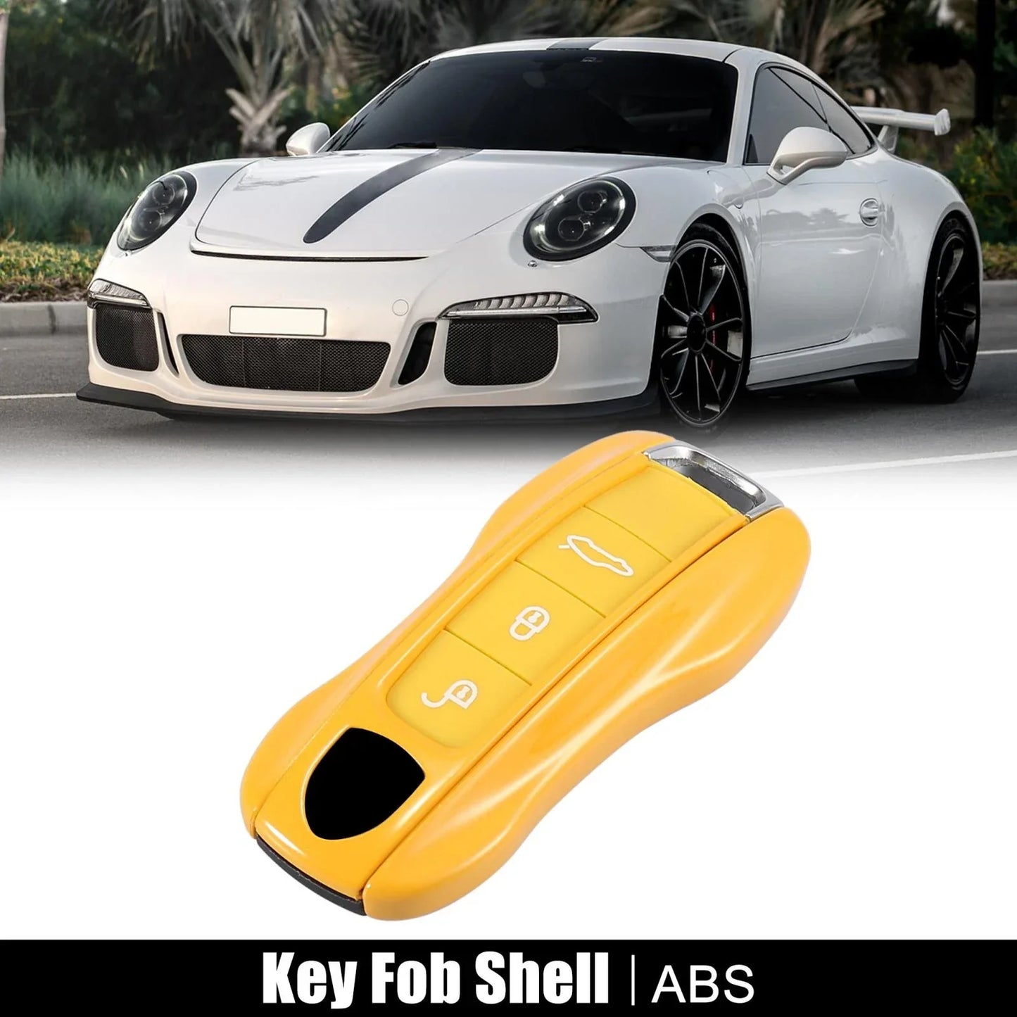 Yellow Painted Key Cover Fob Shell for Porsche Panamera Cayenne (2010-2023)