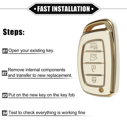 TPU White 4 x Button Remote Keyless Key Fob Cover for Hyundai Elantra Sonata