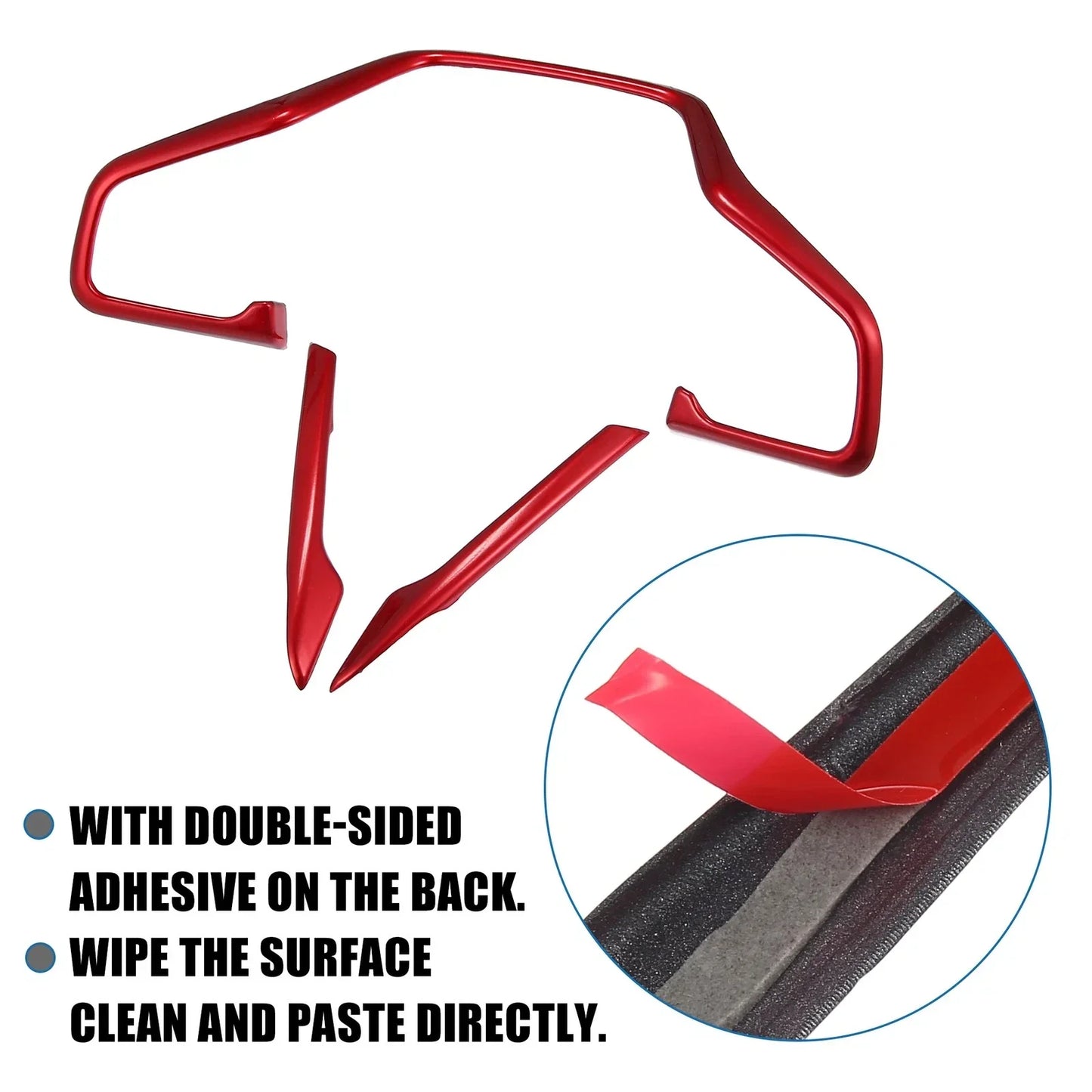 3 x Front Car Steering Wheel Cover Trim for Honda Civic (2016-2021)