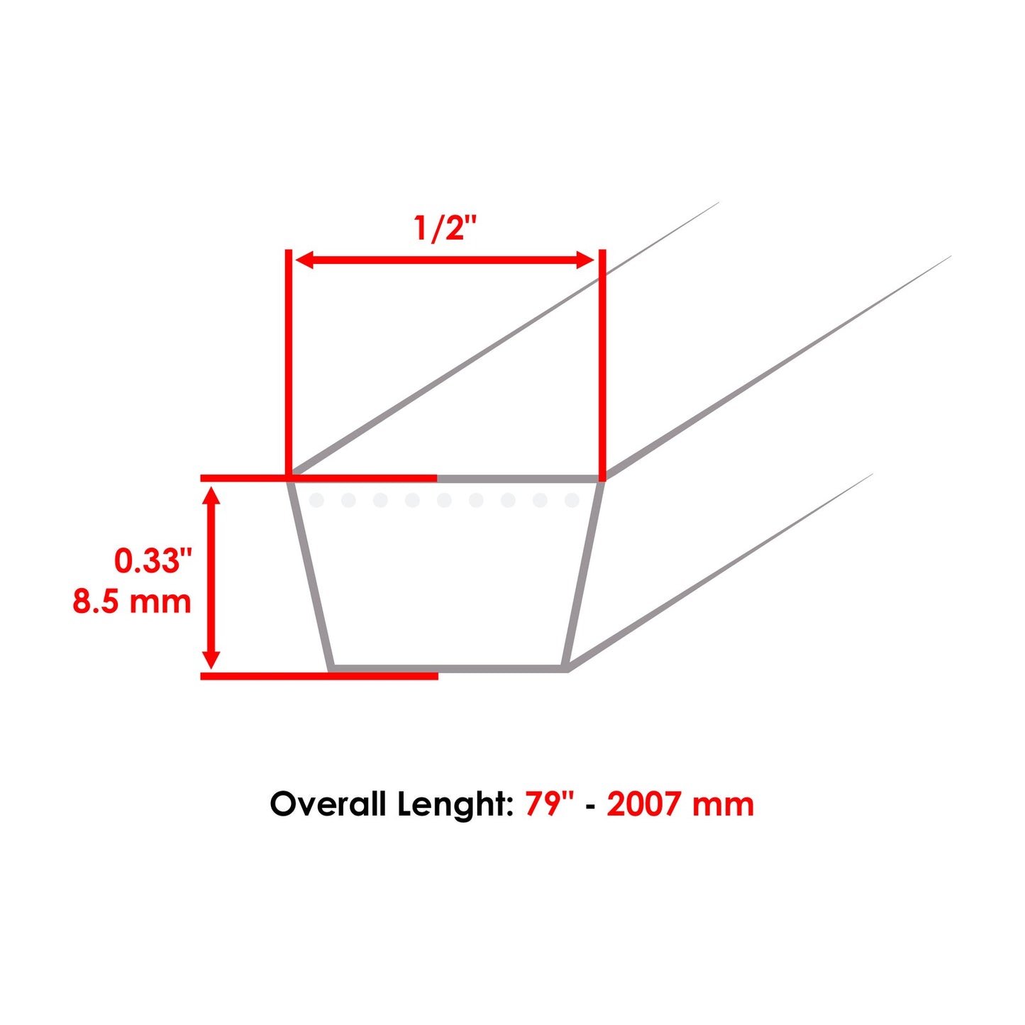 Belt Replacement for Simplicity Lawn Mower 1/2 in x 79 in (1970–1980)