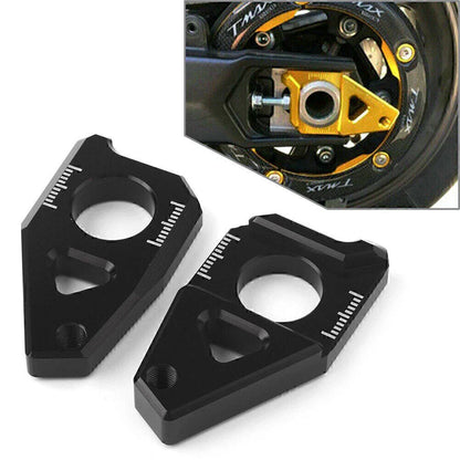 Black Axle Spindle Chain Adjuster Blocks for Yamaha YZF R1 FZ8 FZ1 TMAX 530