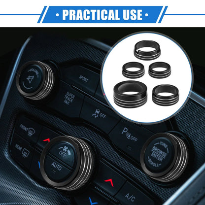 5 x AC Climate Control Knob Rings for Chrysler 300 & Dodge Challenger (2005-2023)