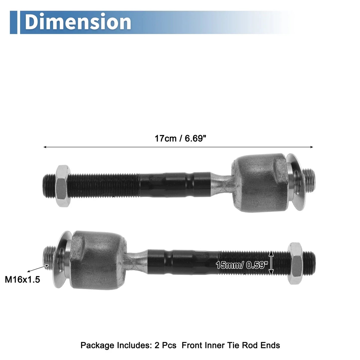 2 x Front Inner Tie Rod End Links for Mercedes-Benz ML320 (1998-2003)