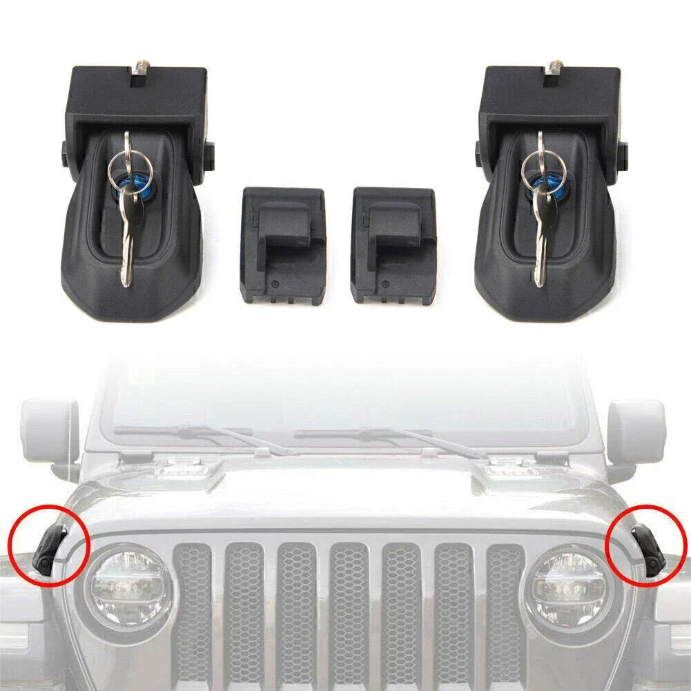 Anti-Theft Hood Latches Lock Set w/Key for Jeep Wrangler JL (2018-2020)