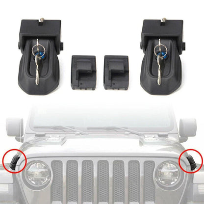 Anti-Theft Hood Latches Lock Set w/Key for Jeep Wrangler JL (2018-2020)