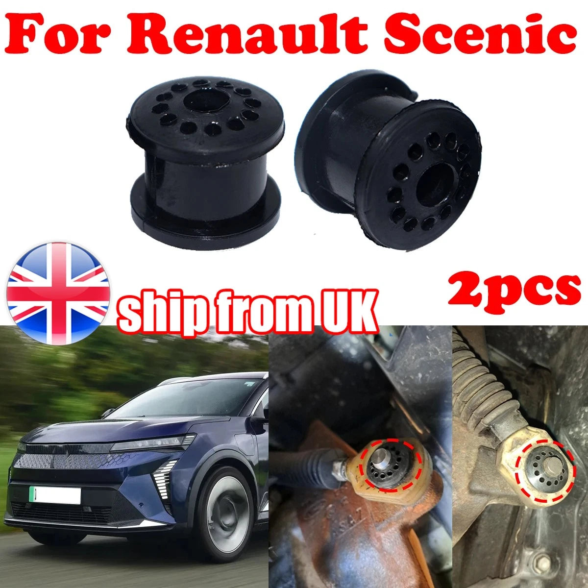 2pcs Gearbox Selector Bushing Replacement for Renault Scenic (2009–2019)