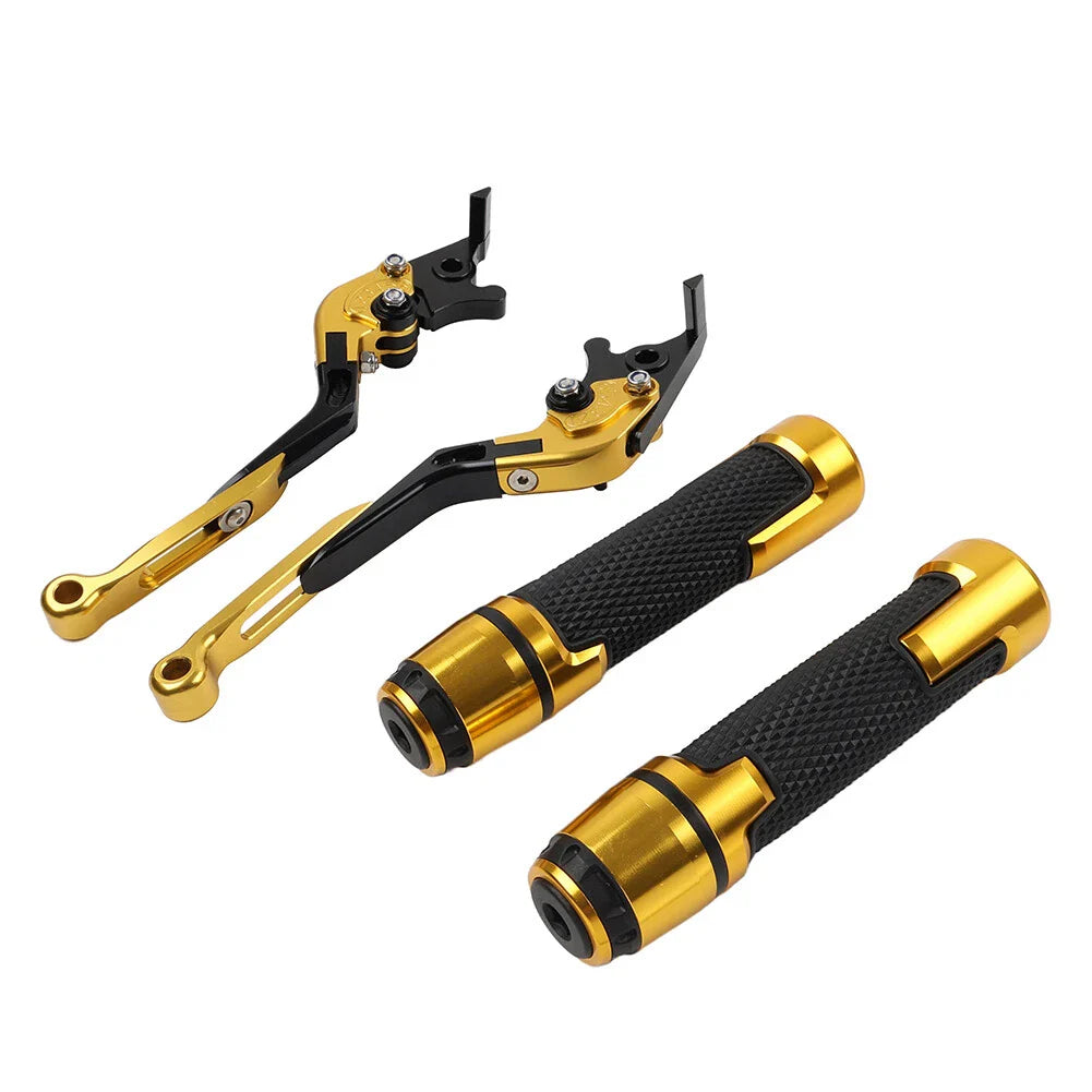 Gold Extendable Brake Clutch Levers & Handlebar Grips for Aprilia Tuono V4