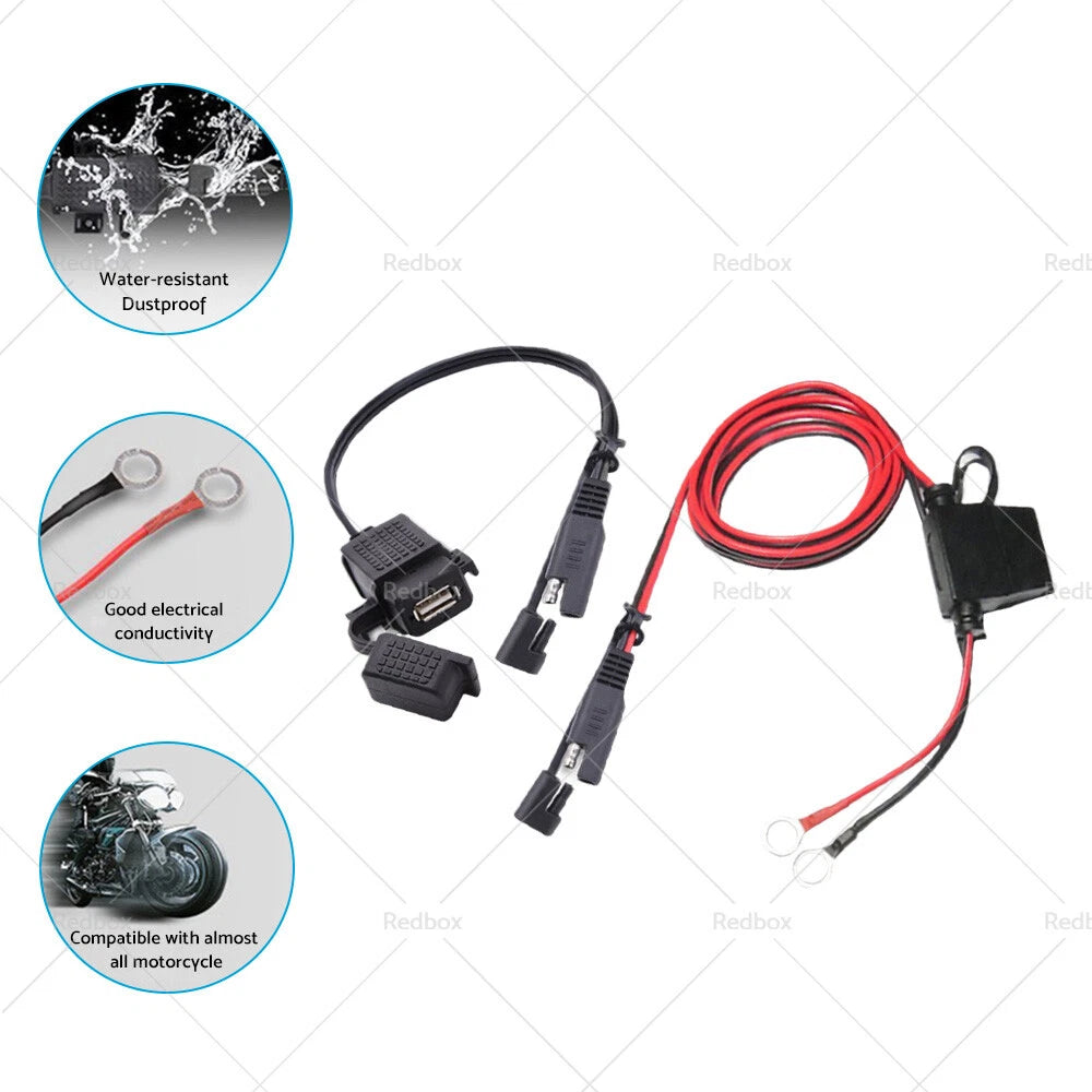 SAE to USB Charger Cable Adapter Waterproof for Motorcycle GPS Phone