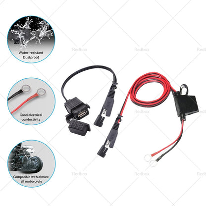 SAE to USB Charger Cable Adapter Waterproof for Motorcycle GPS Phone
