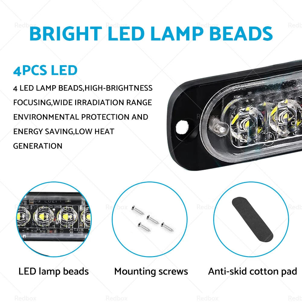 4 x LED White Clearance Light Side Marker for Truck Trailer Caravan