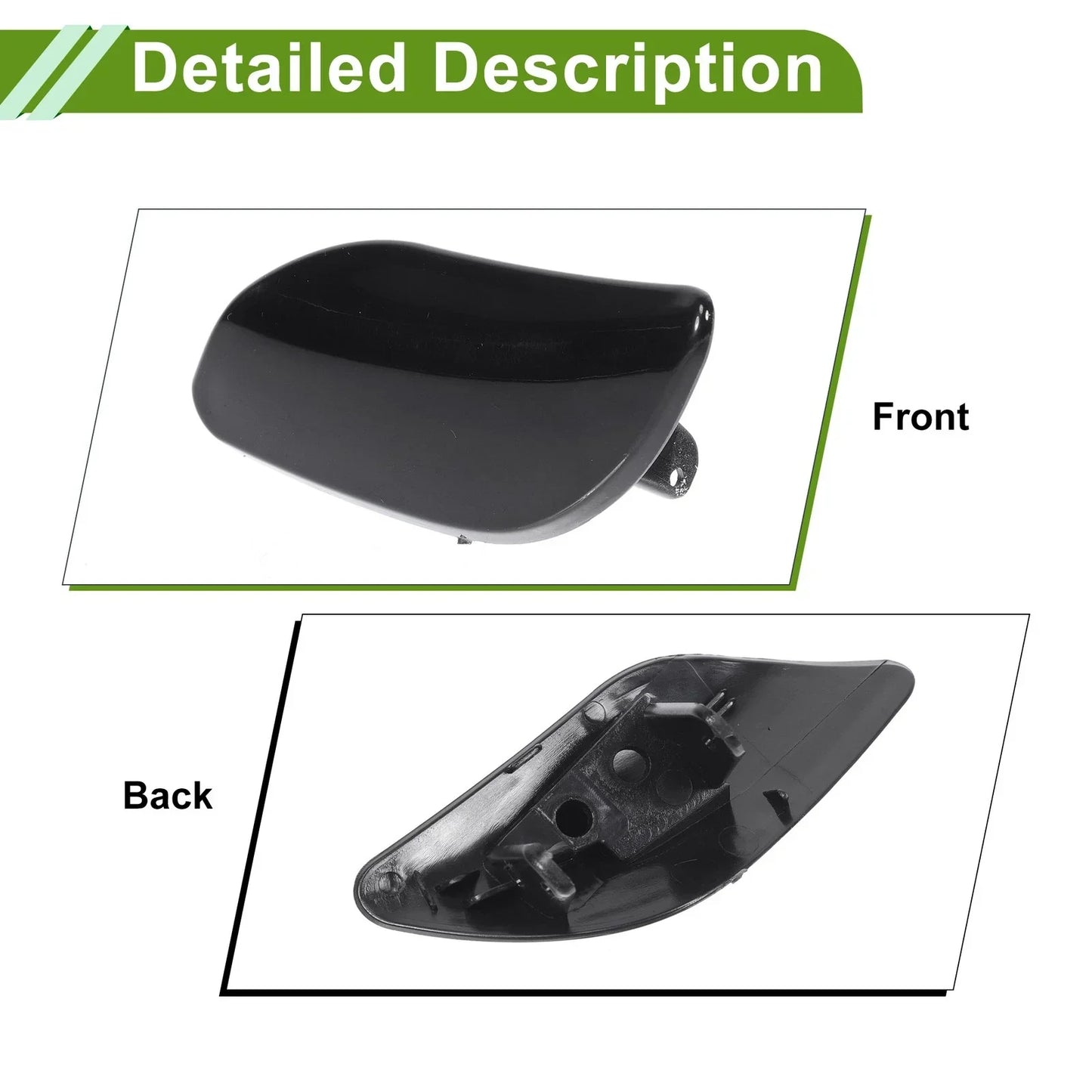 Washer Nozzle Cover Cap for Porsche Cayenne 2008-2010 (2 x Black)