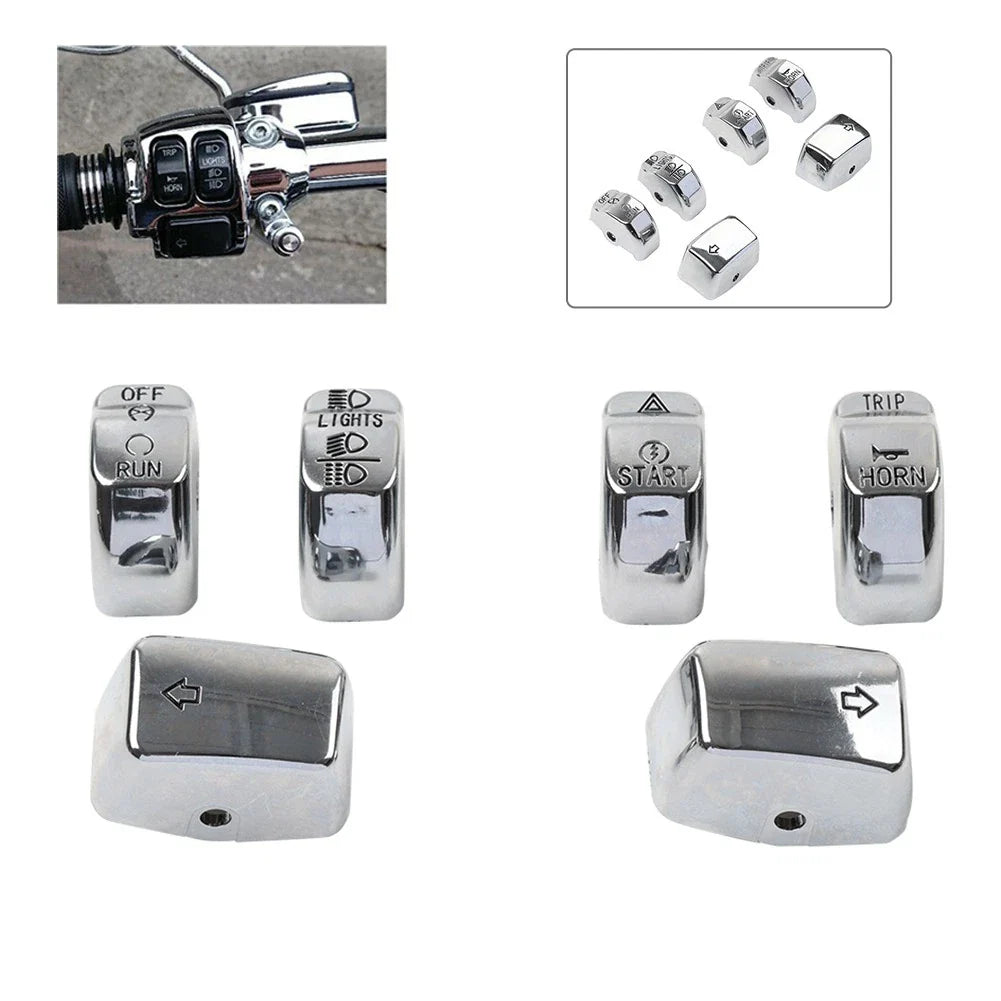 6 x Handlebar Control Switch Caps Chrome for Harley Breakout (2013-2015)