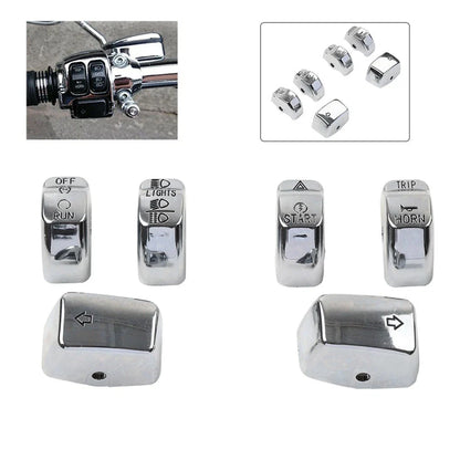 6 x Handlebar Control Switch Caps Chrome for Harley Breakout (2013-2015)