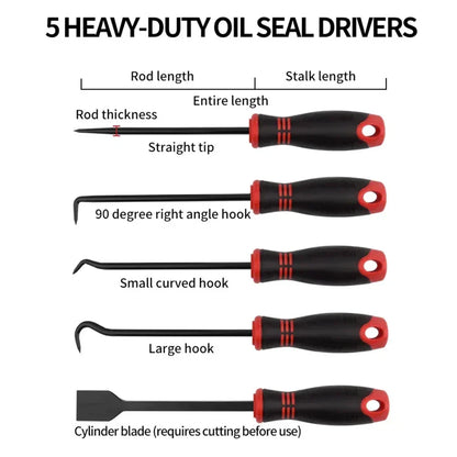 9 PCS Oil Seal Tool Set for Oil Seal Removal & Scraper Hooks