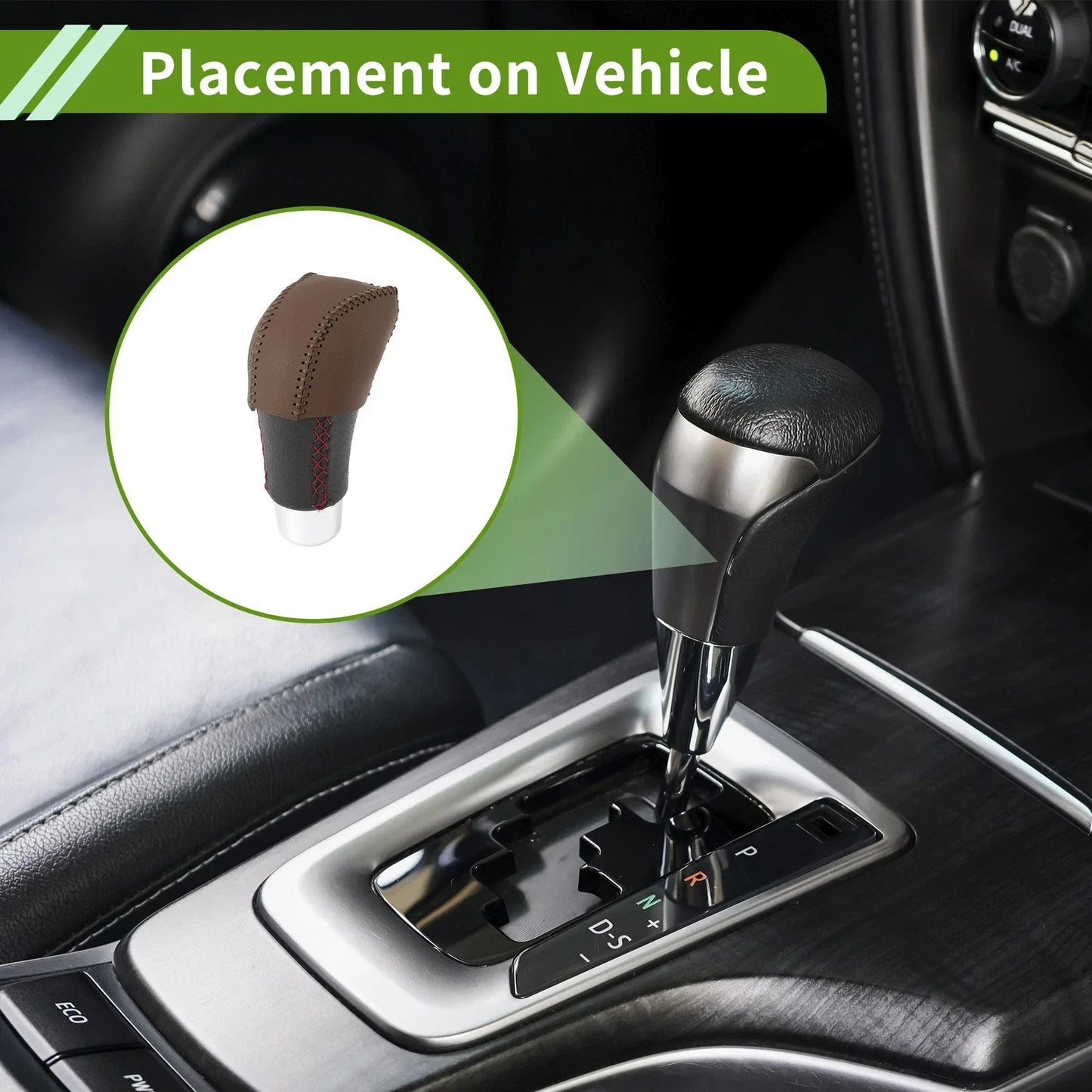 Car Gear Shift Knob Cover for Lexus RX350 2023-2024 Brown Faux Leather