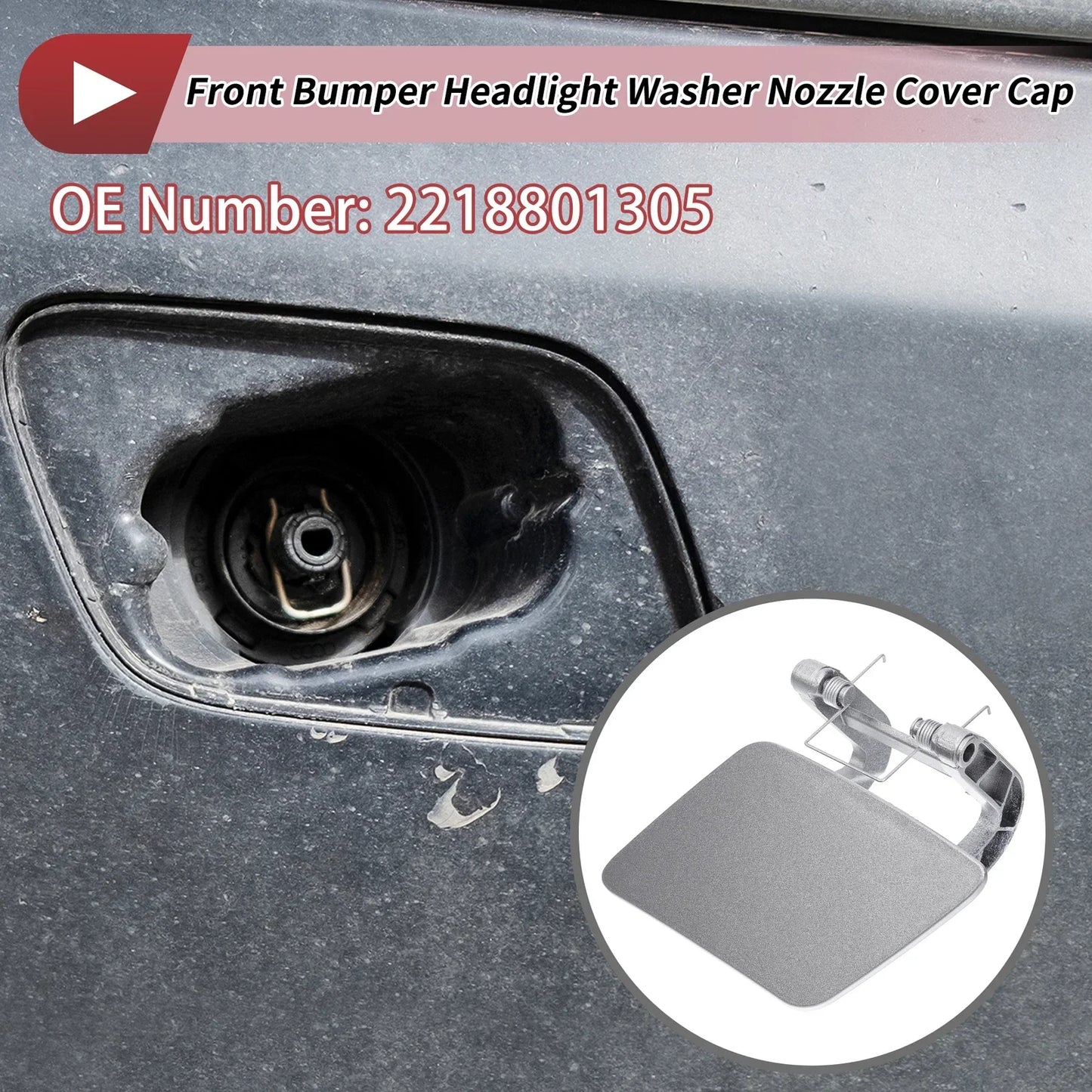 Front Left Washer Nozzle Cover for Mercedes-Benz S350 (2012-2013) Silver Tone