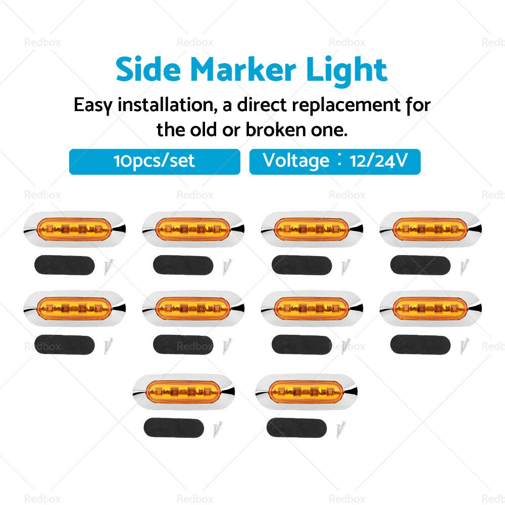 10x LED Clearance Light Side Marker for Truck Trailer Lorry Amber