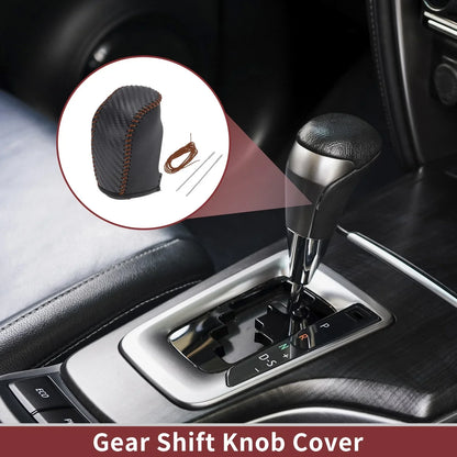 Car Gear Shift Knob Cover for Hyundai Sonata 2011-2014 Black Brown Faux Leather
