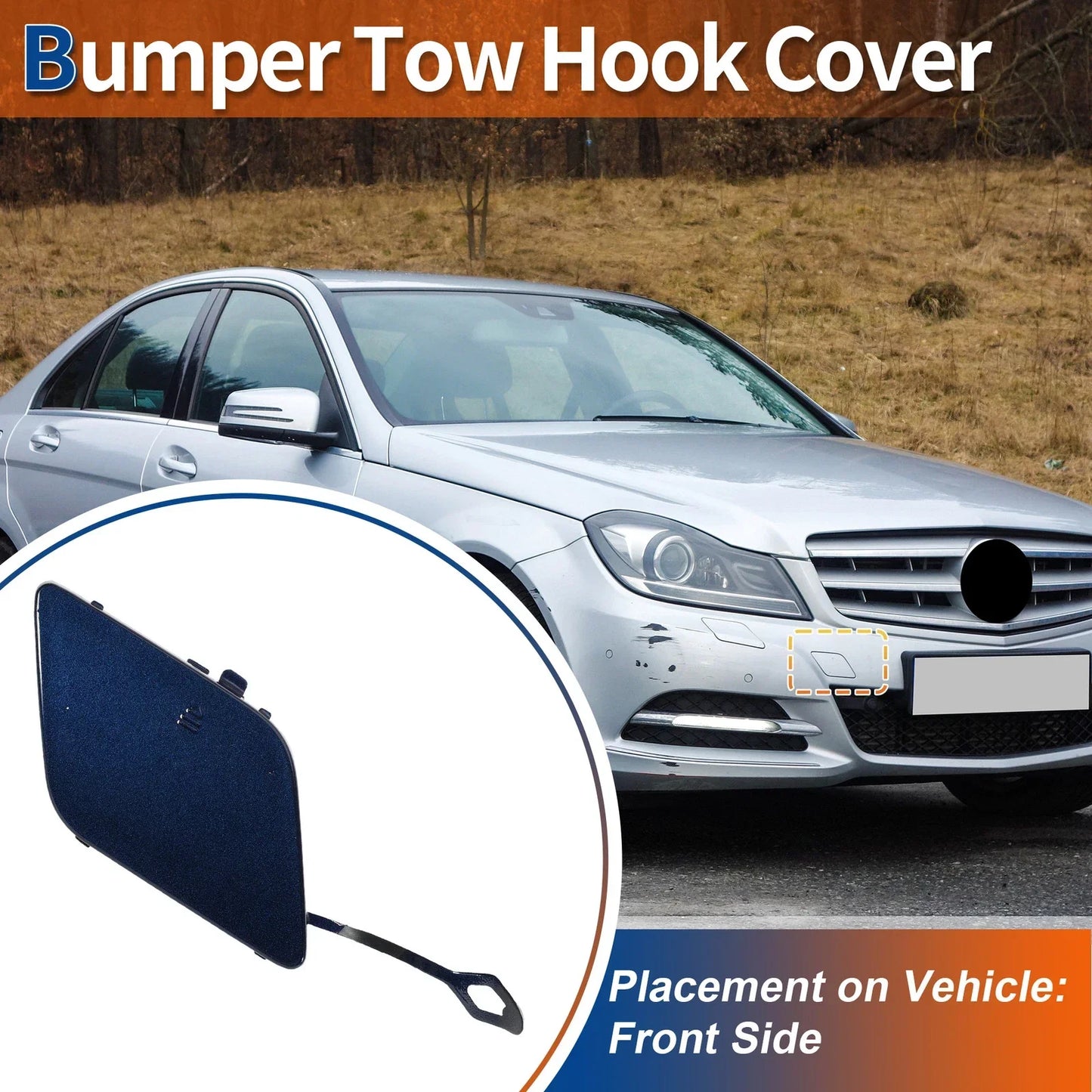 Front Car Bumper Tow Hook Cover for Mercedes-Benz (2012-2015) - Jewelry Blue