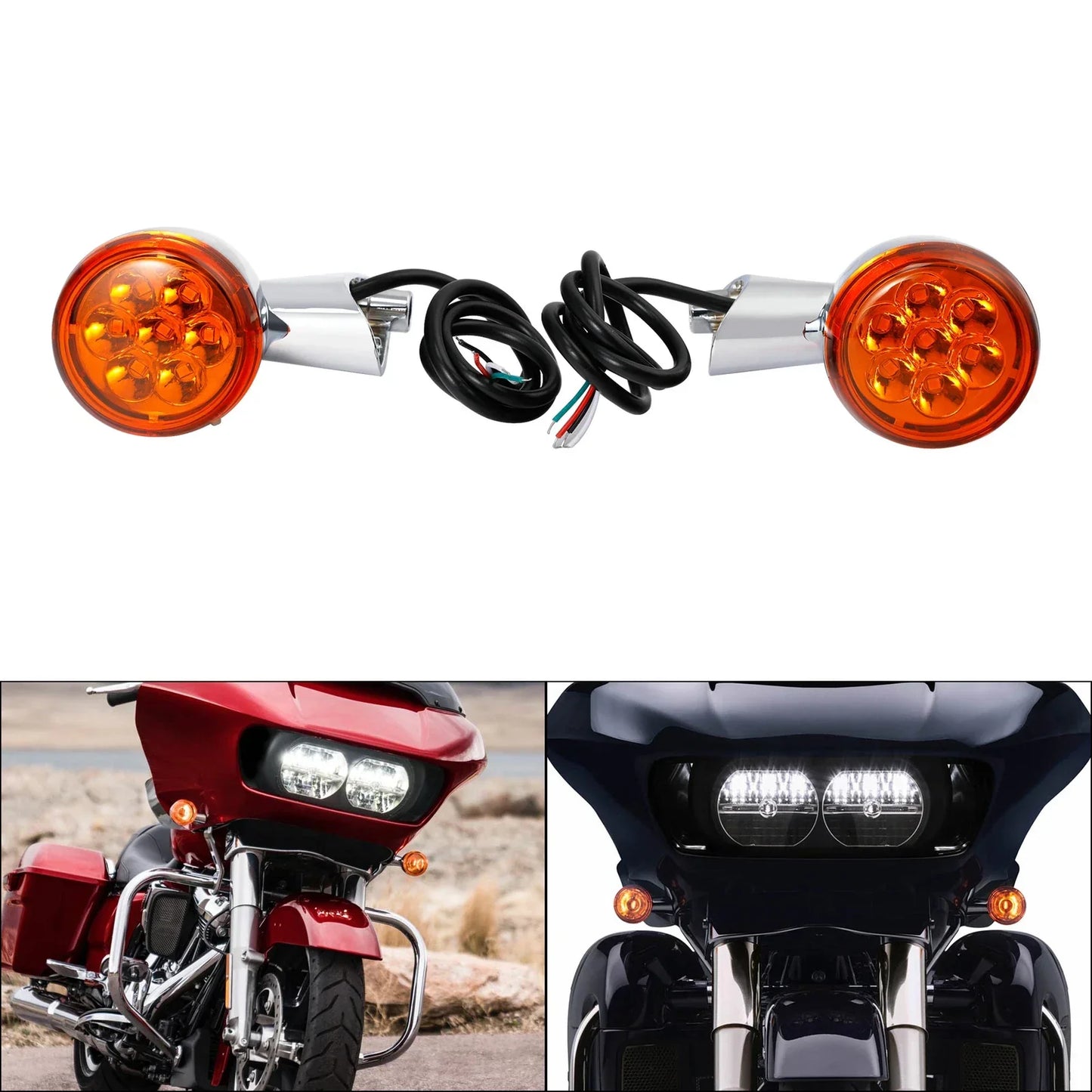 LED Turn Signals Light Bracket 4W for Harley Touring Road Glide (2015-2024)