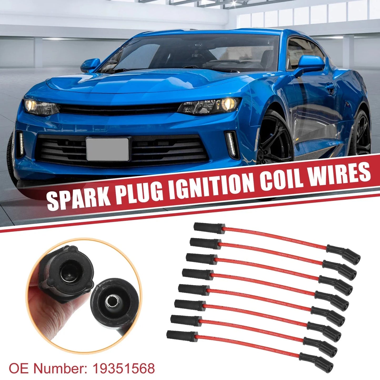 8pcs Spark Plug Wire Ignition Coil Cables for Chevrolet Corvette (2005-2013)