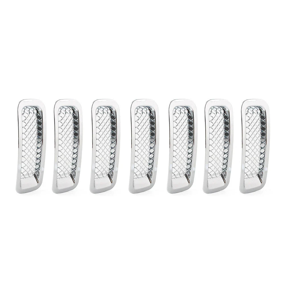 7 Pcs Chrome Front Mesh Grille Cover for Jeep Patriot (2011-2017)