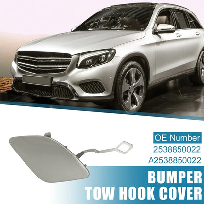 Front Bumper Tow Hook Cover for Mercedes-Benz (2019-2023) Deep Silver Tone