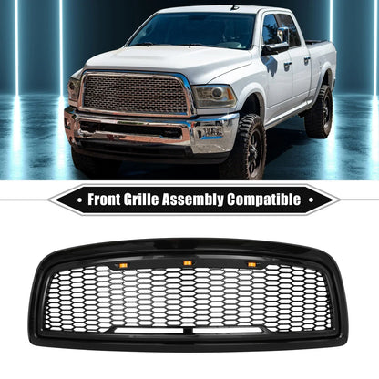 Front Grille Assembly with LED Lights for Dodge Ram 3500 (2010) Gloss Black