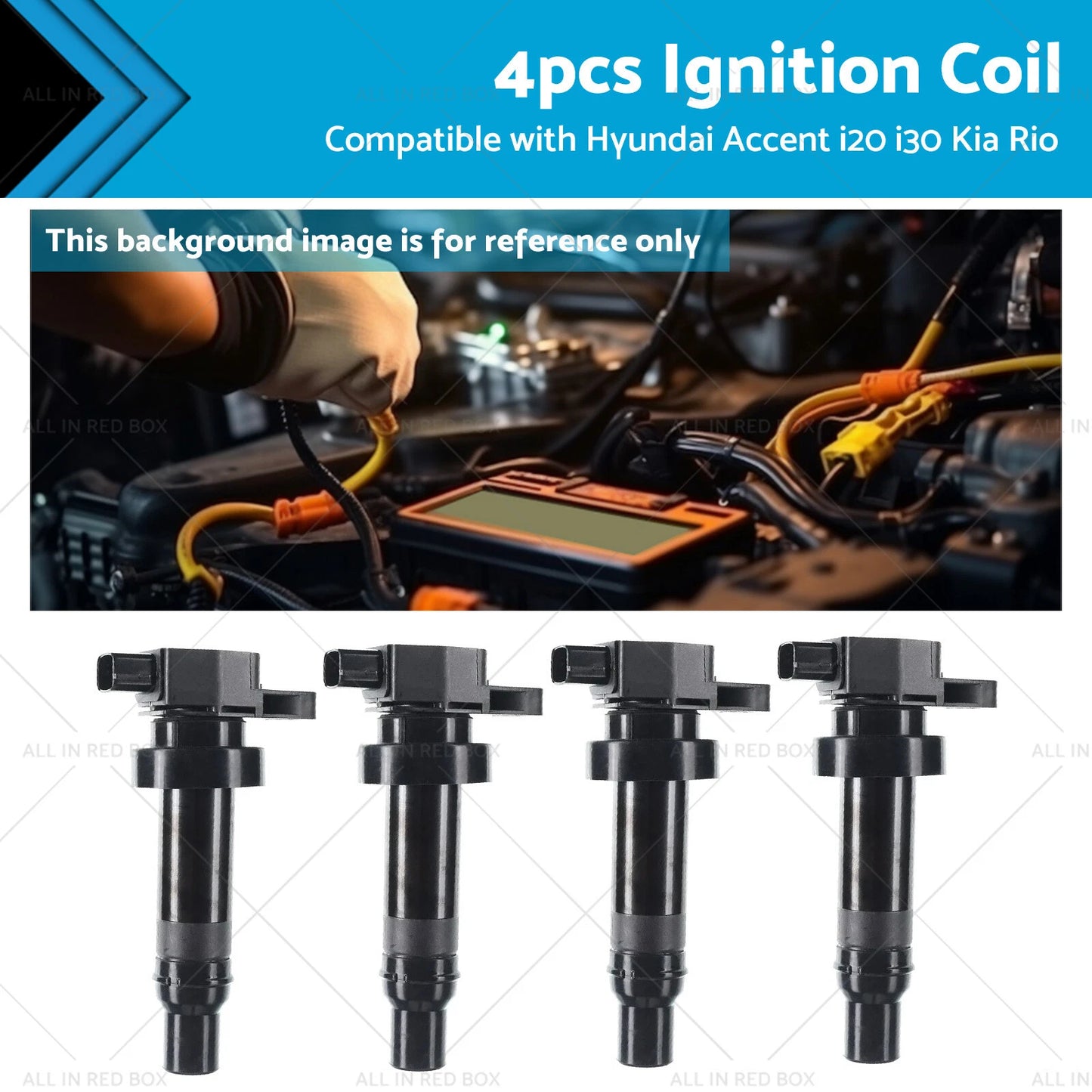 4 x Ignition Coils for Hyundai Accent, i20, i30, Kia Cerato, Rio, Soul (2006-2023)