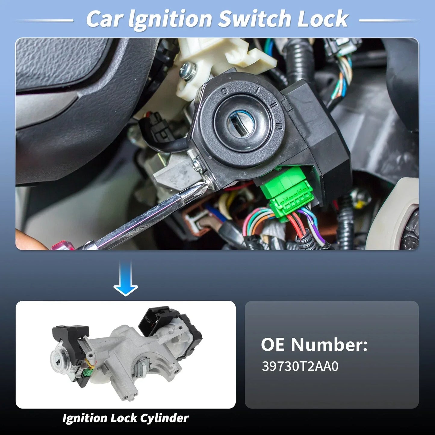 Ignition Lock Cylinder W/ 2 Keys for Honda Accord L4 2.0L (2014-2017)