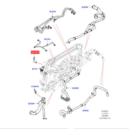 Radiator Coolant Hose Pipe for Land Rover Jaguar XE XF (2015-2023)