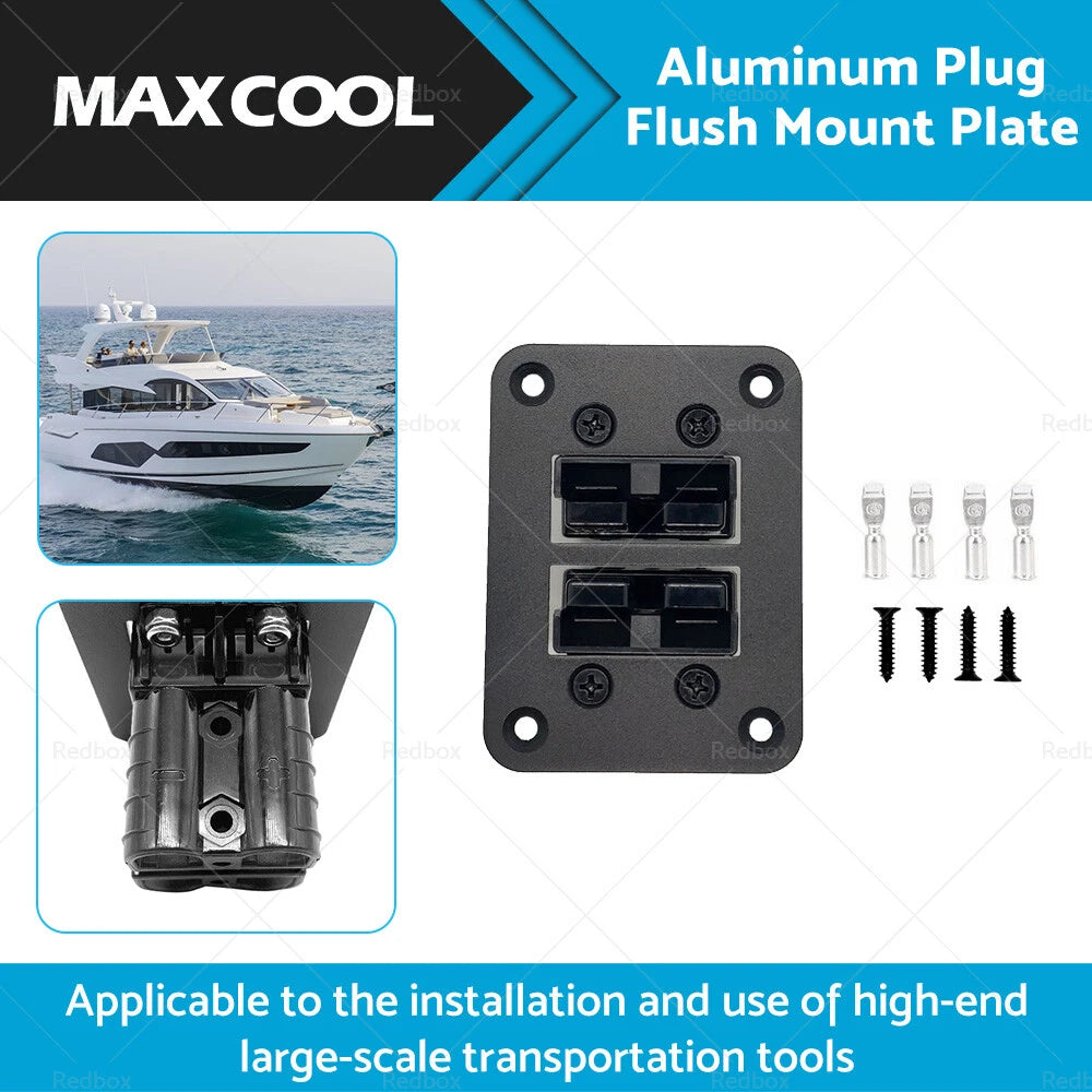 Dual Twin Aluminum Anderson Style Plug Flush Mount Plate Panel 50 Amp