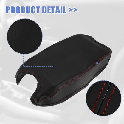 Microfiber Leather Auto Armrest Cover Pad for Honda HR-V (2016-2021) Black/Red