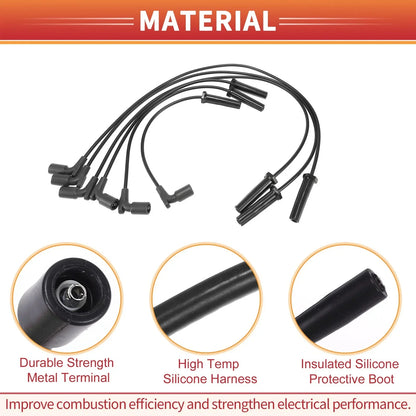 6 x Spark Plug Wire Ignition Coil Cables for Chevrolet Impala (2006-2009)