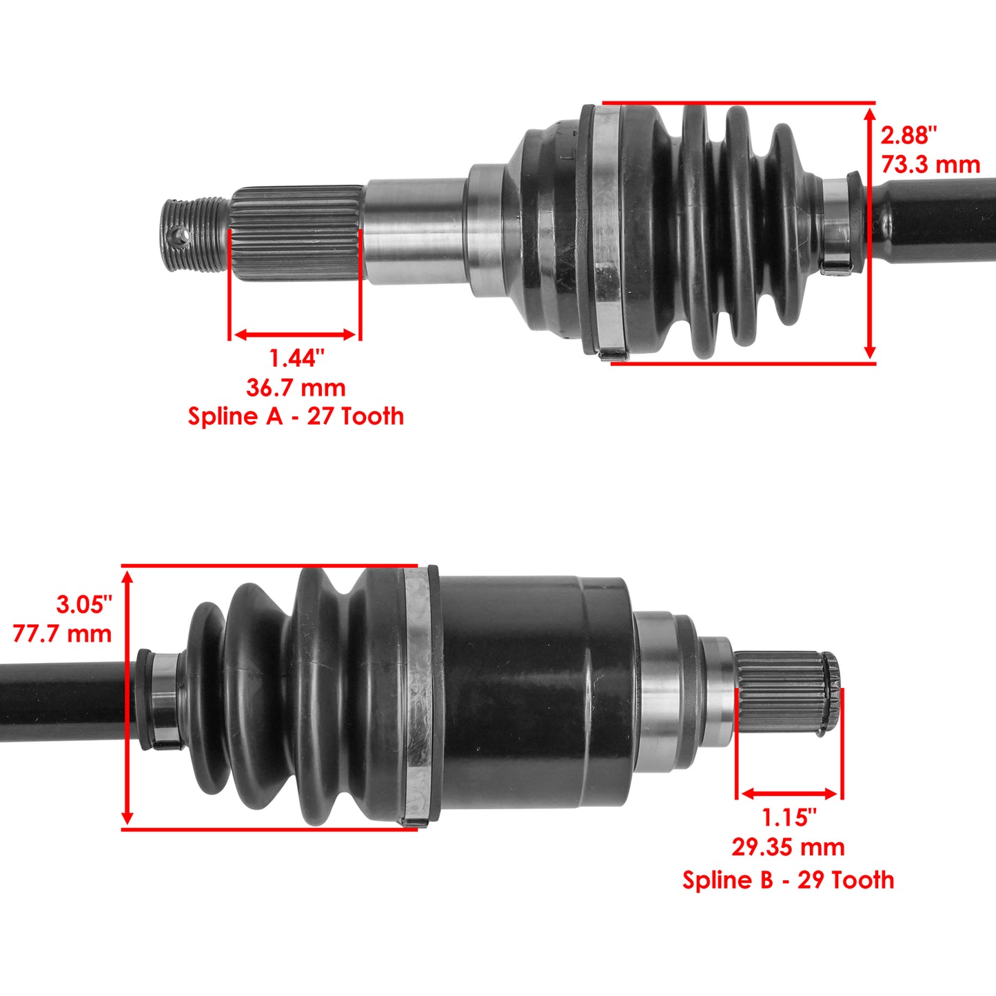 Caltric Front Left Right CV Axles Replacement for Cub Cadet Volunteer 465 (2015–2018)
